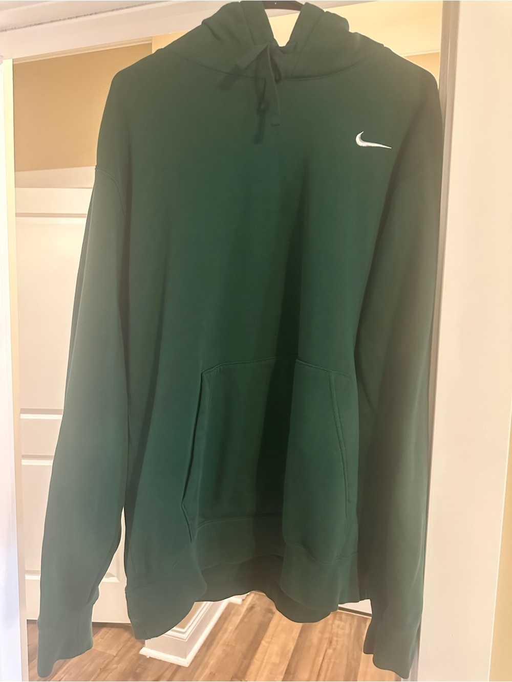 Nike Men’s Forest Green Pullover Hoodie with White Swoosh